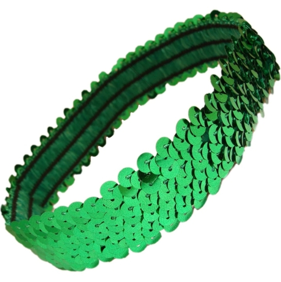 Women's Sequin Elastic Green Headband NWT - Picture 1 of 7